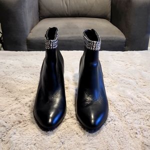 Women's CHICO'S Black Leather Boots with Ankle Studs(Excellent Condition) Size 8